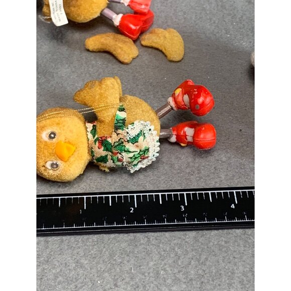 Vintage Morgan Inc. Fuzzy Christmas Bird Ornaments Set Of 4 with Red Boots - Picture 12 of 12